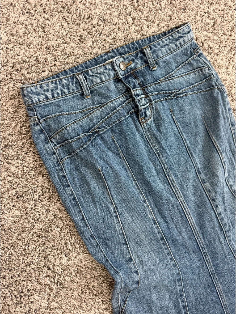 BDG Urban Outfitters Blue Denim Mermaid Maxi Flared Panel Skirt Women's Size S